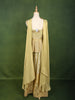 Champagne Gold Floral Sequins and Beads Embroidered Design Organza Fancy Wear Peplum Palazzo Suit  with Matching Choker Dupatta