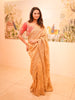 Champagne Gold Floral Sequins and Kartana Beads Embroidered Design Pure Tissue Silk Designer Saree with Saree with Contrast Stitched Designer Blouse
