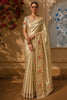 Champagne Gold Floral Vine Woven Design Pure Tissue Silk Fancy Saree with Sequins Border
