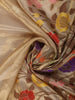 Champagne Gold Floral Vine Woven Design Pure Tissue Silk Fancy Saree with Sequins Border