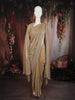 Champagne Gold Floral Vine Zari and Mirror Embroidered Design Georgette Fancy Saree with Designer Scarf