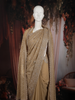 Champagne Gold Floral Vine Zari and Mirror Embroidered Design Georgette Fancy Saree with Designer Scarf