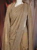 Champagne Gold Floral Vine Zari and Mirror Embroidered Design Georgette Fancy Saree with Designer Scarf