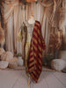 Champagne Gold Floral Zari Embroidered Design Tissue Silk Fancy Palazzo Suit with Contrast Striped Dupatta
