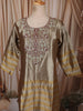 Champagne Gold Floral Zari Embroidered Design Tissue Silk Fancy Palazzo Suit with Contrast Striped Dupatta