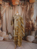 Champagne Gold Floral Zari Embroidered Design Tissue Silk Fancy Palazzo Suit with Striped Dupatta