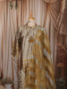 Champagne Gold Floral Zari Embroidered Design Tissue Silk Fancy Palazzo Suit with Striped Dupatta