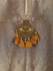 Champagne Gold Floral Zari Embroidered Design Tissue Silk Fancy Palazzo Suit with Striped Dupatta