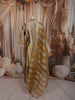 Champagne Gold Floral Zari Embroidered Design Tissue Silk Fancy Palazzo Suit with Striped Dupatta