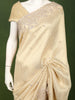 Champagne Gold Floral Zari Woven Design Pure Banarasi Designer Saree with Scalloped Designer Border
