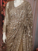 Champagne Gold Geometric Sequins Embroidered Design Net Party Wear Saree with Matching Blouse
