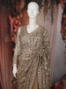 Champagne Gold Geometric Sequins Embroidered Design Net Party Wear Saree with Matching Blouse