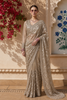Champagne Gold Geometric Sequins Embroidered Design Net Party Wear Saree with Matching Blouse