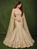Champagne Gold Geometric Sequins and Beads Embroidered Design Net Mermaid Bridal Lehenga with Designer Corset Blouse and Cape Sleeves