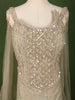 Champagne Gold Geometric Sequins and Beads Embroidered Design Net Mermaid Bridal Lehenga with Designer Corset Blouse and Cape Sleeves