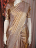 Champagne Gold Geometric Zari Woven Design Pure Kanchipuram Silk Saree with Zari Border