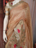 Champagne Gold Geometric Zari Woven Design Pure Organza Saree with Sequins Designer Border