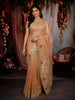 Champagne Gold Geometric Zari Woven Design Pure Organza Saree with Sequins Designer Border