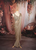 Champagne Gold Heavy Sequins and Beads Embroidered Design Crushed Fabric Party Wear Skirt Top Lehenga