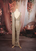 Champagne Gold Heavy Sequins and Beads Embroidered Design Crushed Fabric Party Wear Skirt Top Lehenga