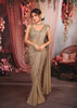 Champagne Gold Heavy Sequins and Beads Embroidered Design Crushed Fabric Party Wear Skirt Top Lehenga