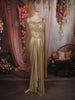 Champagne Gold Heavy Sequins and Beads Embroidered Design Satin Partywear Gown
