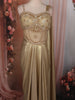 Champagne Gold Heavy Sequins and Beads Embroidered Design Satin Partywear Gown