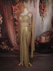 Champagne Gold Heavy Sequins and Beads Embroidered Design Satin Partywear Gown