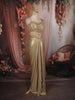 Champagne Gold Heavy Sequins and Beads Embroidered Design Satin Partywear Gown