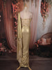 Champagne Gold Heavy Sequins and Beads Embroidered Design Satin Partywear Gown