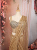 Champagne Gold Heavy Sequins and Beads Embroidered Design Shimmer Ready to Wear Draped Saree with Matching Designer Corset Blouse