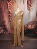 Champagne Gold Heavy Sequins and Beads Embroidered Design Shimmer Ready to Wear Draped Saree with Matching Designer Corset Blouse