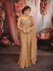Champagne Gold Heavy Sequins and Beads Embroidered Design Shimmer Ready to Wear Draped Saree with Matching Designer Corset Blouse