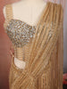 Champagne Gold Heavy Sequins and Beads Embroidered Design Shimmer Ready to Wear Draped Saree with Matching Designer Corset Blouse