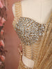 Champagne Gold Heavy Sequins and Beads Embroidered Design Shimmer Ready to Wear Draped Saree with Matching Designer Corset Blouse