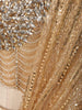 Champagne Gold Heavy Sequins and Beads Embroidered Design Shimmer Ready to Wear Draped Saree with Matching Designer Corset Blouse