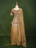 Champagne Gold Heavy Sequins and Beads Embroidered Design Tissue Silk Peplum Lehenga with Matching Dupatta