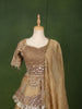 Champagne Gold Heavy Sequins and Beads Embroidered Design Tissue Silk Peplum Lehenga with Matching Dupatta