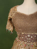 Champagne Gold Heavy Sequins and Beads Embroidered Design Tissue Silk Peplum Lehenga with Matching Dupatta