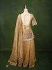 Champagne Gold Heavy Sequins and Beads Embroidered Design Tissue Silk Peplum Lehenga with Matching Dupatta