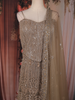 Champagne Gold Heavy Sequins and Beads Embroidered Mermaid Net Lehenga With Dupatta
