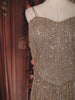 Champagne Gold Heavy Sequins and Beads Embroidered Mermaid Net Lehenga With Dupatta