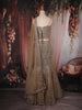Champagne Gold Heavy Sequins and Beads Embroidered Mermaid Net Lehenga With Dupatta