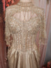 Champagne Gold Heavy Sequins and Kartana Embroidered Design Holographic Corset Party Wear Gown with Cape Sleeves