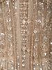 Champagne Gold Heavy Sequins and Kartana Embroidered Design Holographic Corset Party Wear Gown with Cape Sleeves