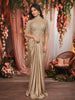 Champagne Gold Heavy Sequins and Kartana Embroidered Design Holographic Corset Party Wear Gown with Cape Sleeves