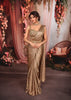 Champagne Gold Heavy Sequins and Multicolor Stone Embroidered Design Shimmer Ready to Wear Saree with Matching Designer Corset Blouse and Hip Belt