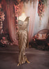 Champagne Gold Heavy Sequins and Multicolor Stone Embroidered Design Shimmer Ready to Wear Saree with Matching Designer Corset Blouse and Hip Belt