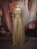 Champagne Gold Heavy Sequins and Zardozi Embroidered Design Net Palazzo Suit With Cape Style Over Coat
