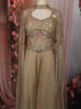 Champagne Gold Heavy Sequins and Zardozi Embroidered Design Net Palazzo Suit With Cape Style Over Coat